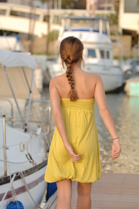 Charming amateur Andrea shows her gorgeous bosom and poses naked in public - #242615