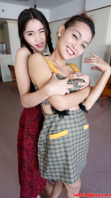 Ravishing petite oriental babes show off their wonderful teen breasts - #128406