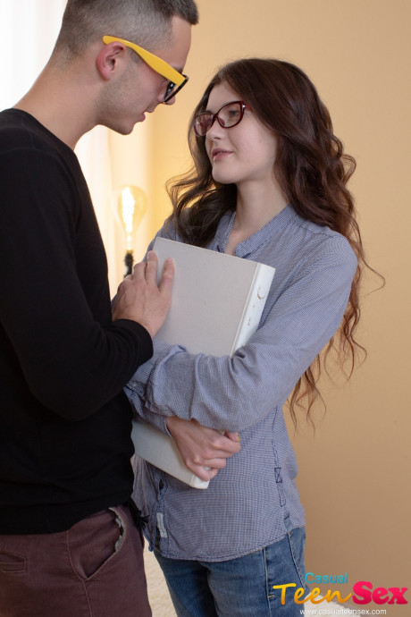 Brunette babe in glasses Ariana Shaine swallows a knob before getting hammered - #183580