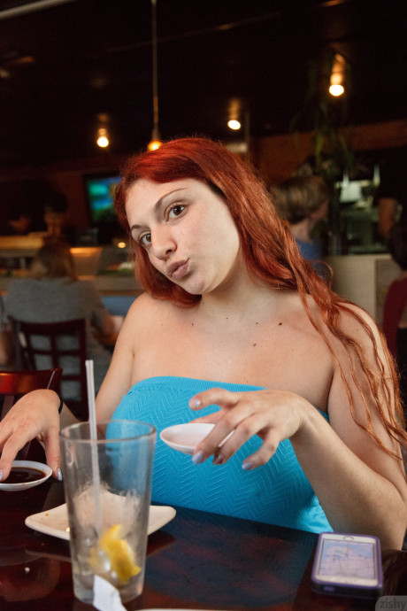 Curvaceous ginger head Gina Rosini flashes her enormous boobs round ass and bushy twat - #292234
