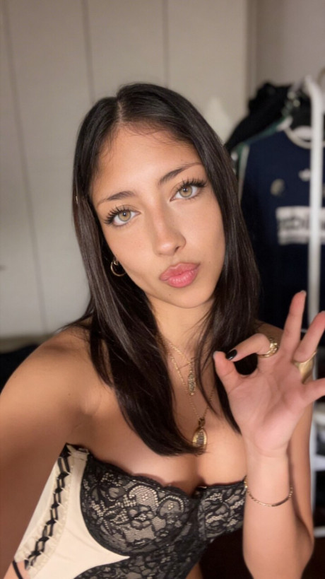 Brunette amateur takes selfie shots in a number of different outfits - #284736