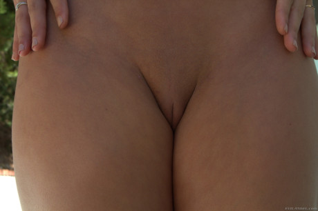 Solo skank girl woman Abella Danger shows off her massive butt and pussy outside summer home - #246406