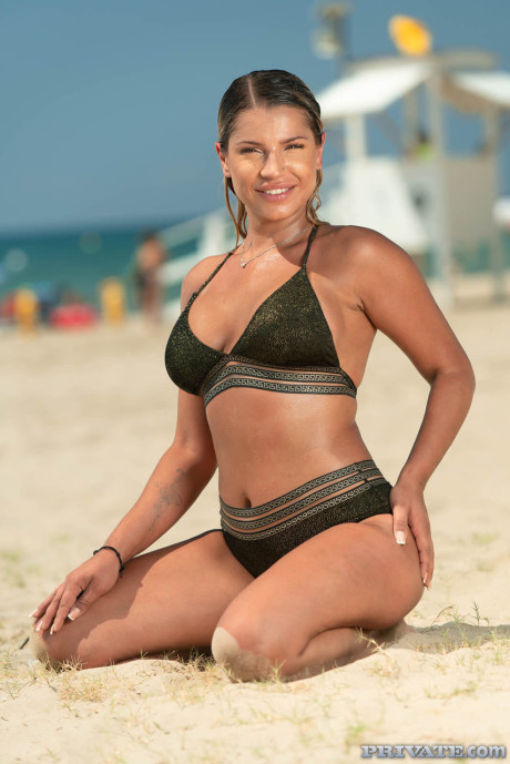 Ravishing Russian babe Angel Rivas reveals her huge melons and likes pool sex - #241646