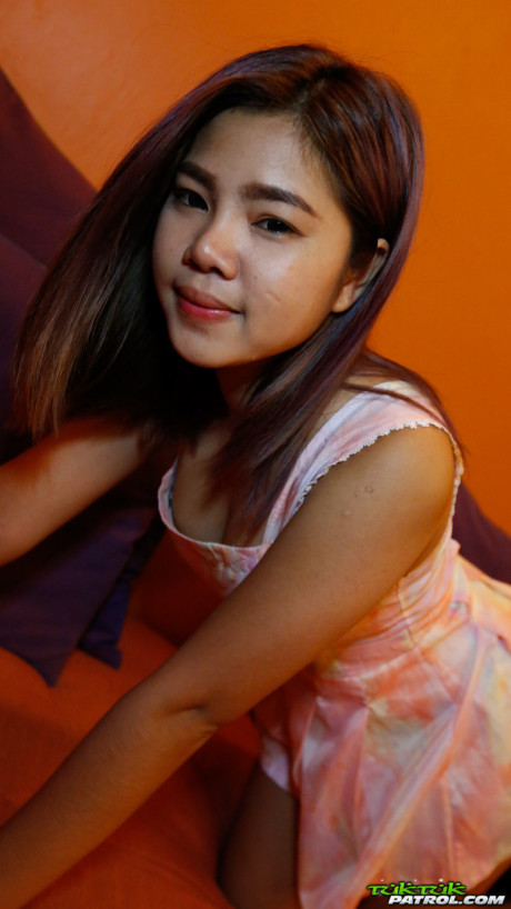 Pretty petite Thai babe Apple shows her thin body and furry twat - #13447