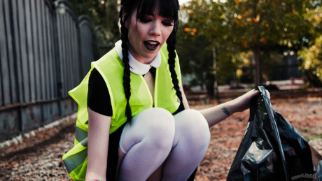 Seductive goth skank gf woman Leda Bear getting her warm twat banged deep in the office - #185970