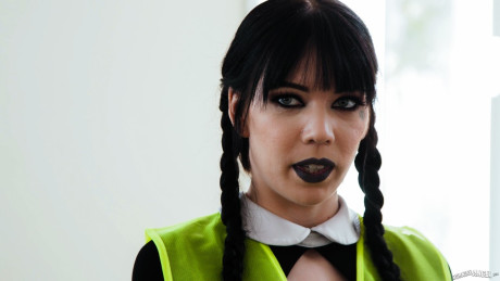 Seductive goth skank gf woman Leda Bear getting her warm twat banged deep in the office - #185971