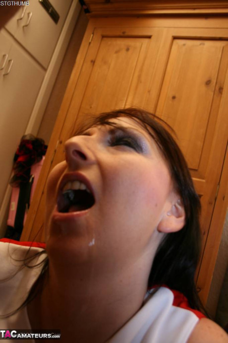 UK whore woman Tracey Lain slides her cheerleader panties aside before hardcore anal - #267946