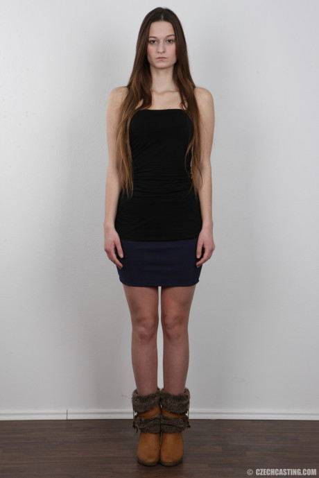 Long haired slut girlfriend girl takes off all her clothes to model in the naked - #244402