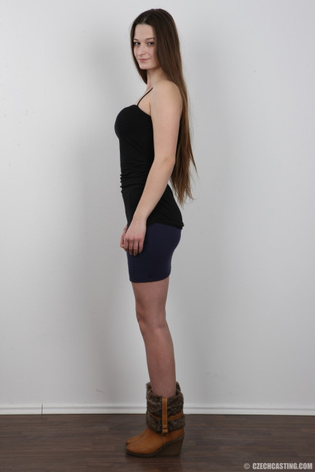 Long haired slut girlfriend girl takes off all her clothes to model in the naked - #244403