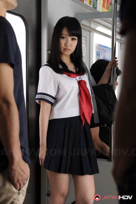 Japanese coed Yayoi Yoshino is stripped mostly naked on public transportation - #314628