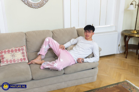 Amateur grandma is hugged by her young teen stepson during a solo engagement - #305667