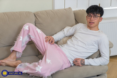 Amateur grandma is hugged by her young teen stepson during a solo engagement - #305669