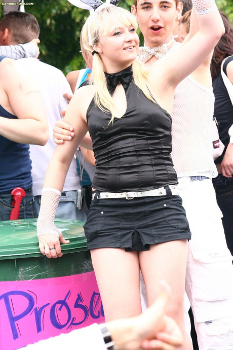 Candid shots of clothed young skanks doing their thing out in public - #139471