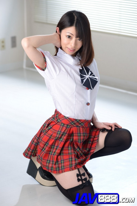 Japanese coed Amina Kiuchi gets nearly totally nude on top of her bed - #288004