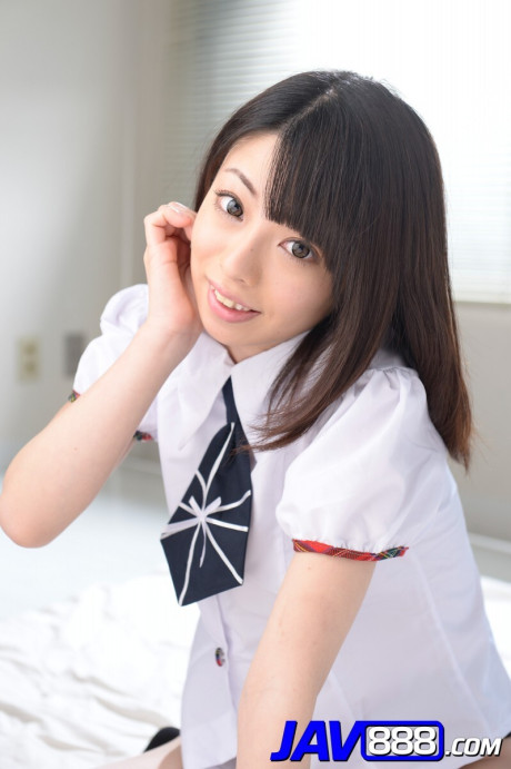 Japanese coed Amina Kiuchi gets nearly totally nude on top of her bed - #288012