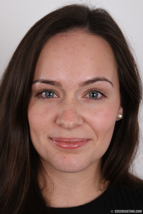 Ravishing brunette in jeans peels slowly for this photo striptease series - #200564