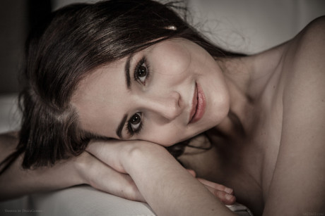 Charming teenie Vanessa Angel shows her tiny boobs and shaved vagina in a solo - #192766