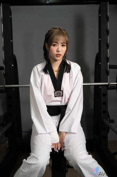 Pretty chinese lady GF chick Bad Bad mounts her karate master during training - #184205