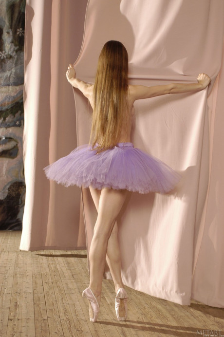Bare-breasted skinny ballerina Jasmine A shows off her small boobies & her trimmed bush - #115384