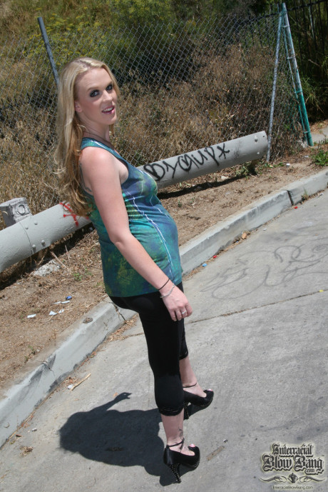 Heavily pregnant blondie Hydii May gets baby belly basted in BBC swingers party - #147124