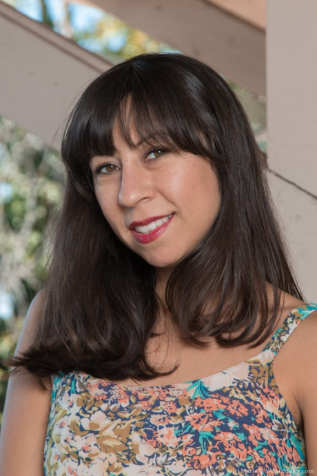 Hispanic Vivi Marie revealing her older shaggy cunt on the balcony - #221348