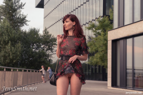 Leggy MILF Jeny Smith shows her hot ass in a sweet dress and high heels - #316516