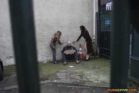 British sluts catch a homeless man bf lover in the act of masturbating and lick his off - #304902