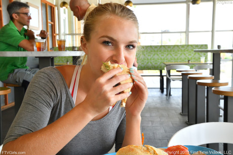 Angelina loves public teasing by showing her pretty boobs at the mall & the gym - #243606