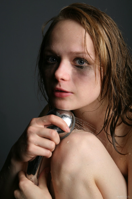 Nude teenie Mia C shows her tiny tits and silky snatch too in a shower - #284768