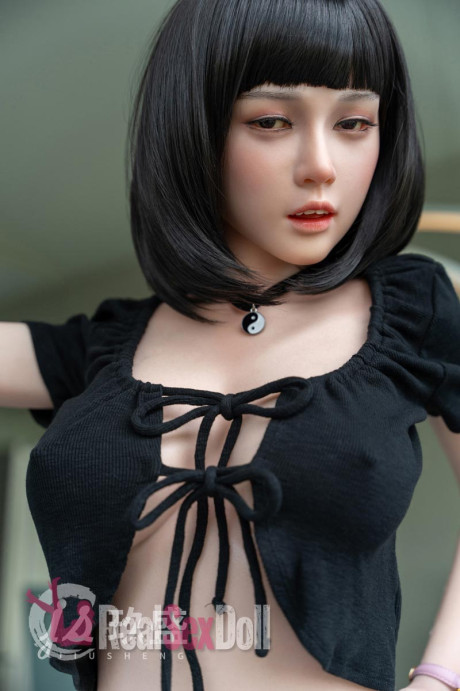 Lovely girl girl lady with short ebony hair exposes her great boobs in sheer panties - #273746