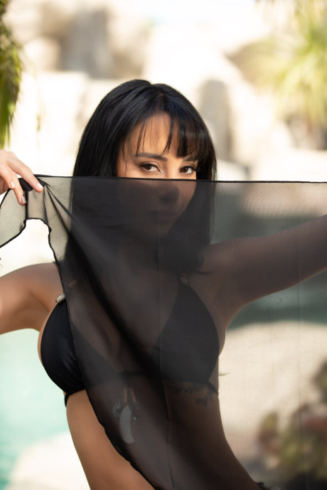 Centerfold model Veronica Perasso releases her hot body from a ebony bikini - #304941