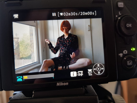 Skinny ginger head Enne toys her silky snatch while nude by a window in a solo - #324472