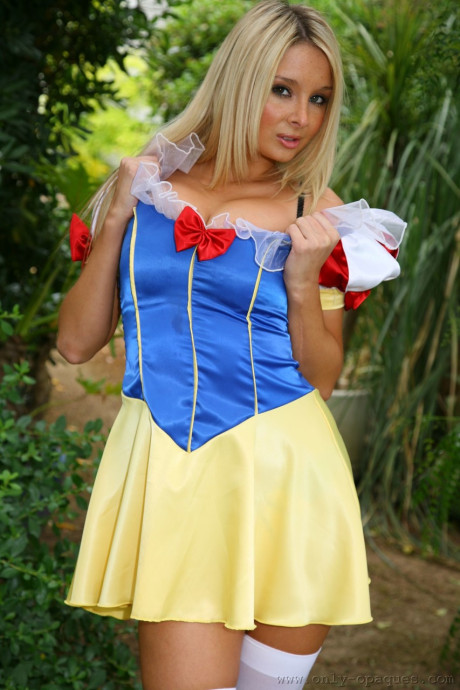 Hot MILF with gigantic breasts Stevie strips her fairy tale costume & poses outdoors - #299620