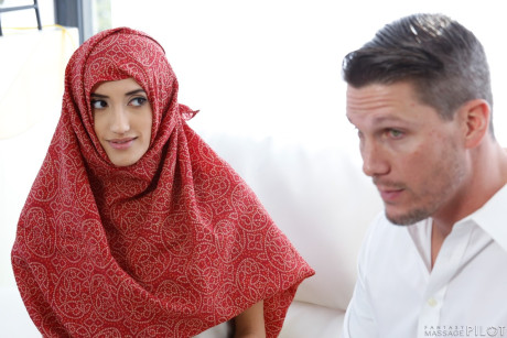 Hijab wearing babe and her dark haired friend getting horny with hot lover - #119527