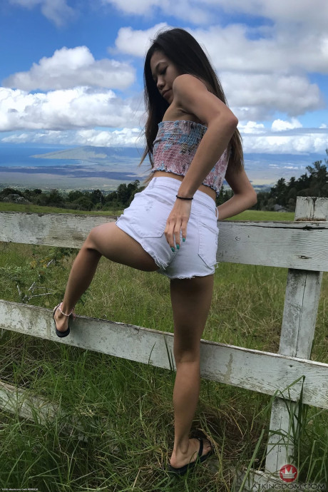 Teenie Vina Sky exposes her small boobs and spreads her cunt in exotic locations - #307992