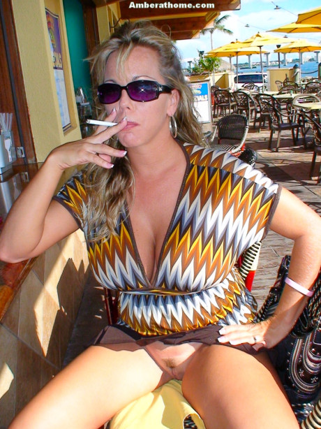 Busty amateur Amber Lynn Bach flashes in public whenever she gets a chance - #123105