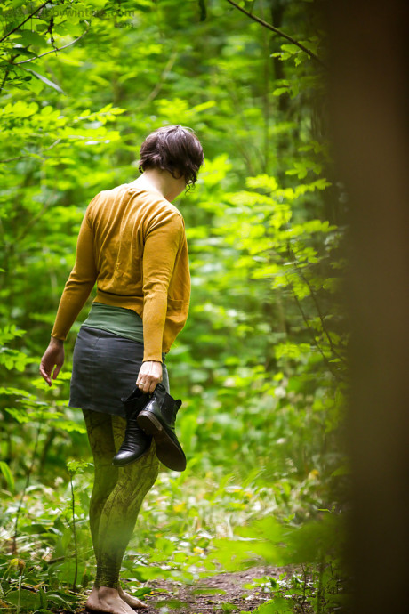 Voyeur snaps of undressed brunette whore chick in glasses getting dressed in woods - #130030