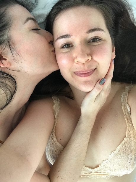 Sweet teens Domino and Leah undress and taste each other's pussy on a bed - #293852