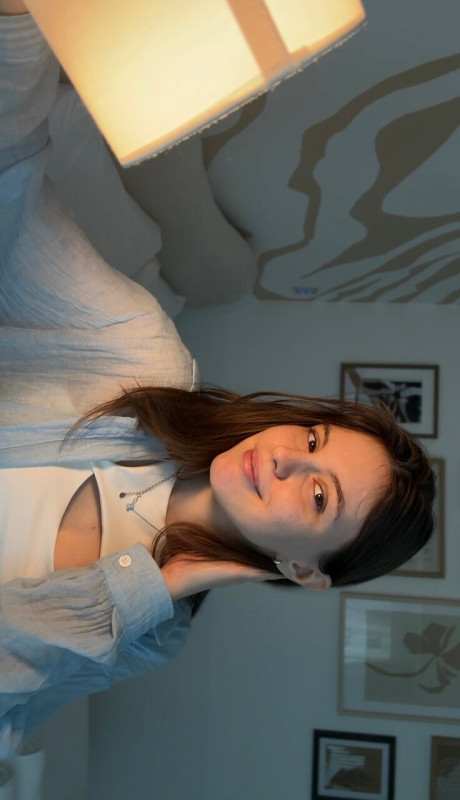 Brunette solo girl girl woman takes selfies while sporting denim attire - #300883