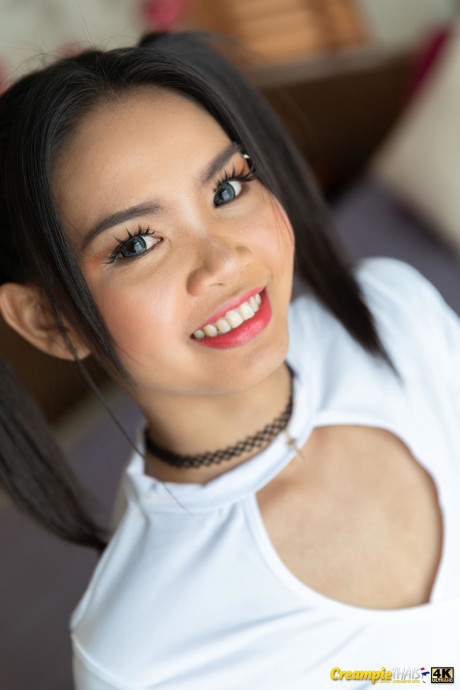 Pigtailed Thai hottie Totti strips to her heels and shows her ass & snatch - #157162