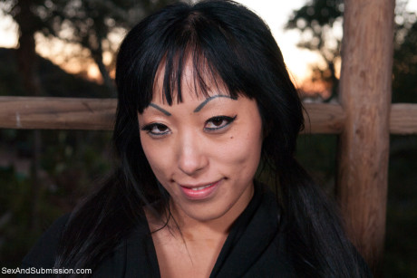 Brunette MILF Gaia endures a rough anal pounding while in bondage