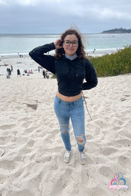 Brunette young Leana Lovings shows off her massive butt & her inviting shaved snatch - #206778