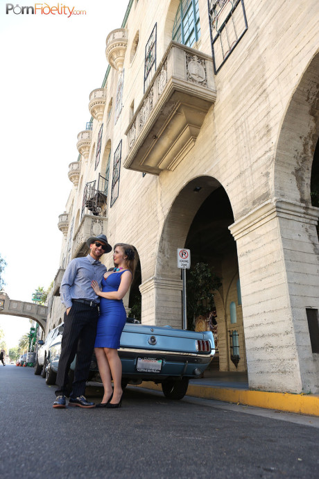 Brunette babe with a trimmed vagina Lena Paul riding her driver's penis - #241493