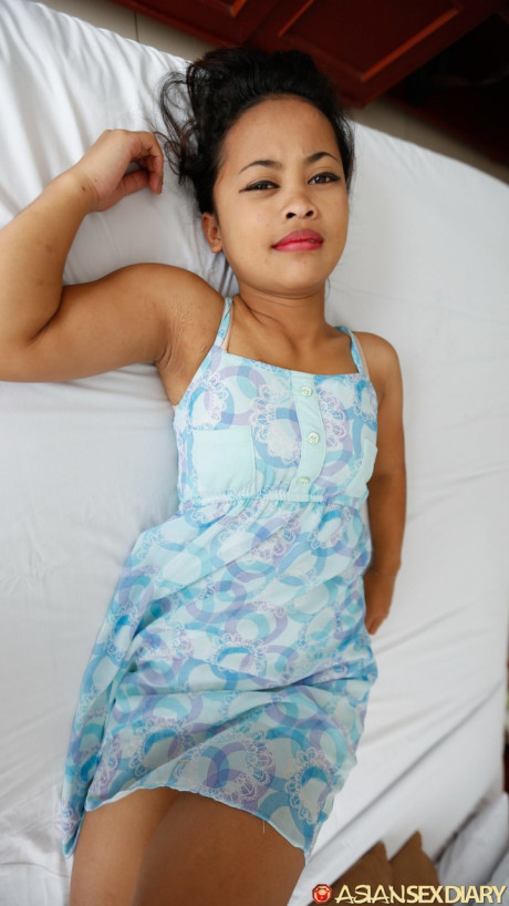 Thin oriental in a summer dress Dalina welcomes a humongous rod into her silky snatch - #214333