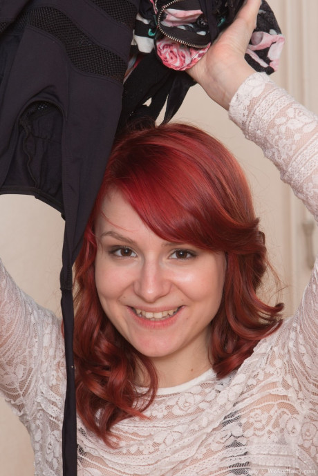 Fresh teen ginger doffs her miniskirt and panties to go undressed on the floor - #292654