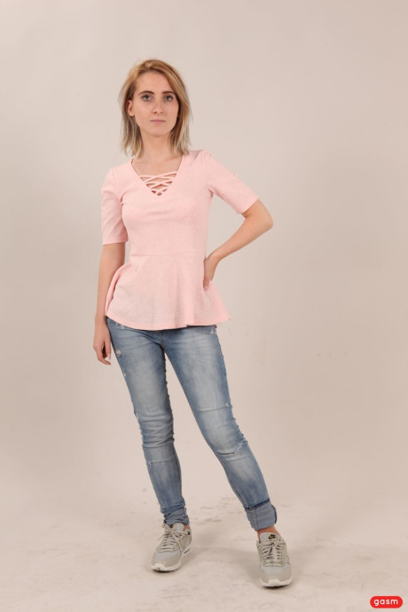 Petite German Lia Louise riding and blowing a monster white penis - #229086