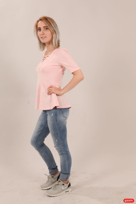 Petite German Lia Louise riding and blowing a monster white penis - #229089