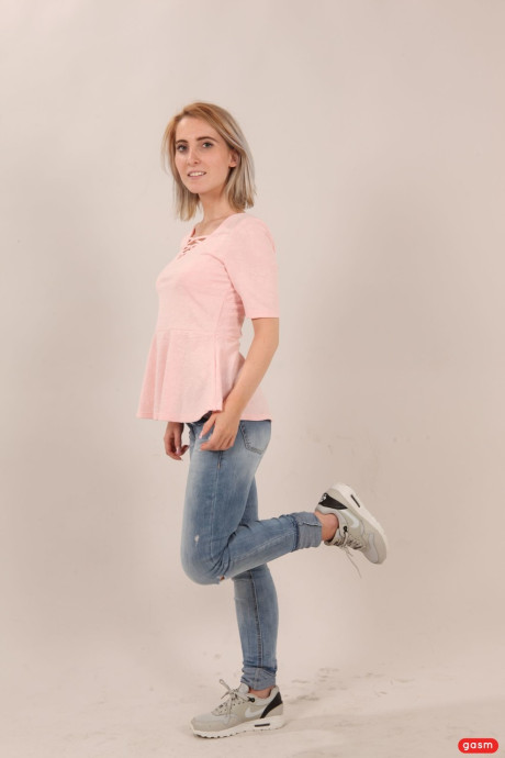 Petite German Lia Louise riding and blowing a monster white penis - #229091