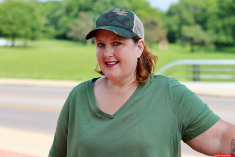 Obese amateur Goddess Pear models for a SFW shoot on an artillery gun in camo - #119764