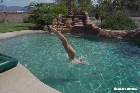 Flexible Abella Danger teases with her humongous oily booty before fucking poolside - #145550